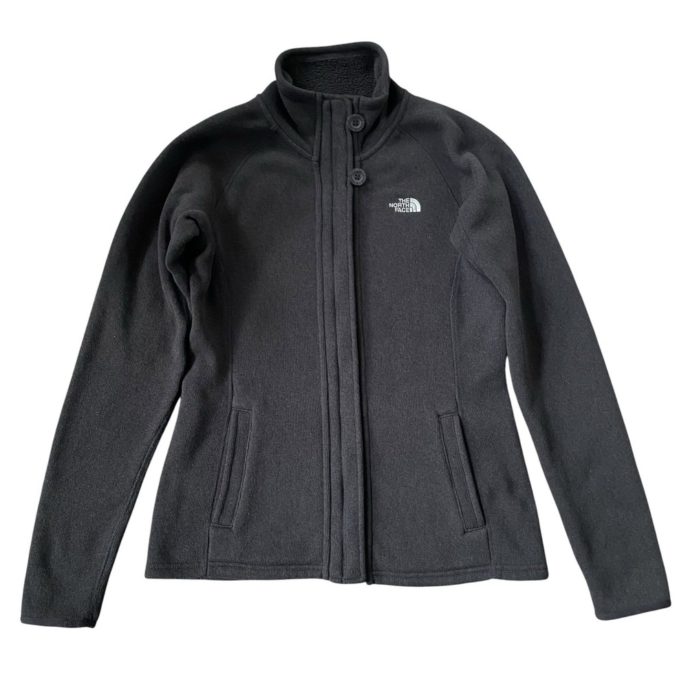 The North Face Knit Full Zip Jacket Size M Black Fleece High Collar Outdoor